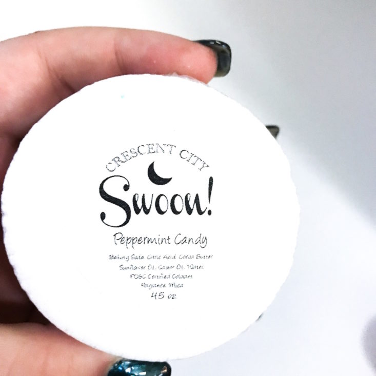 Crescent City Swoon December 2018 - Peppermint Candy Bath Bomb in Green Back