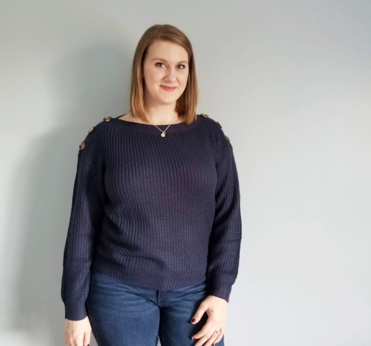 Daily Look December 2018 navy button sweater