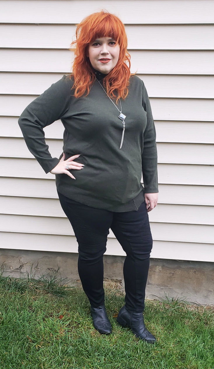 Dia and Co November 2018 Box - Mars Mock Neck Top With Asymmetrical Hem In Forrest Green By Rafaella Size 2x