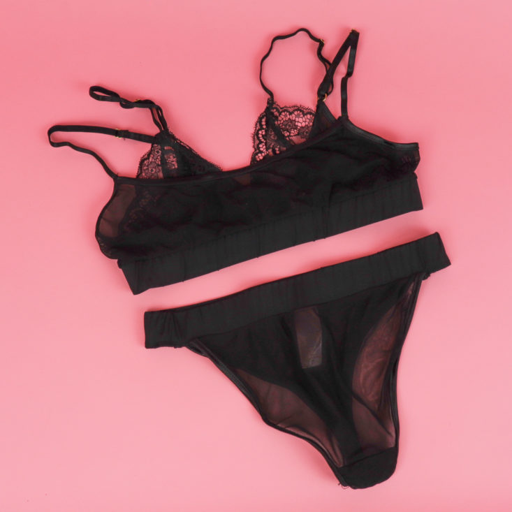 Mimi' black lace bralette and thong