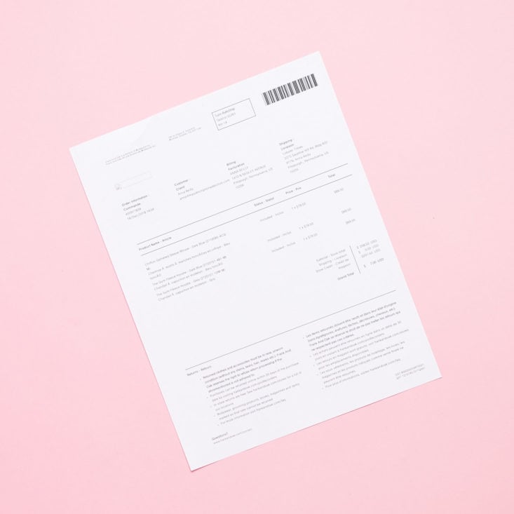 Frank and Oak invoice
