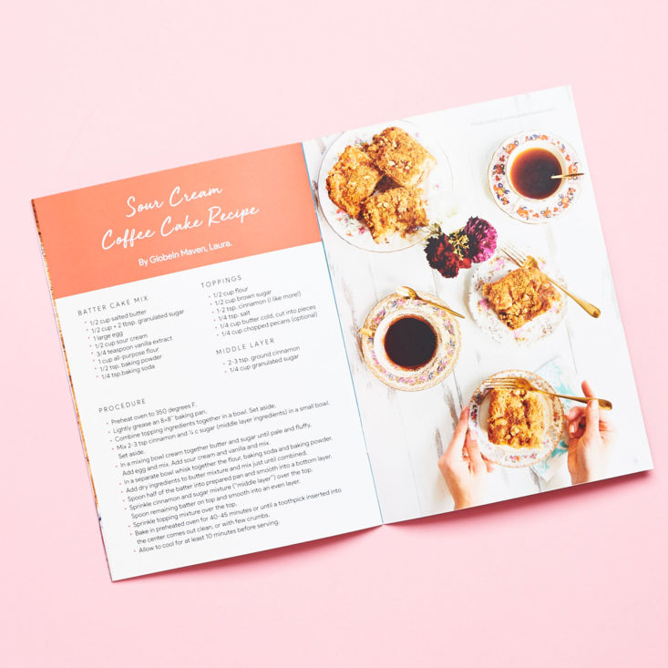 GlobeIn Brew Box booklet coffee cake recipe