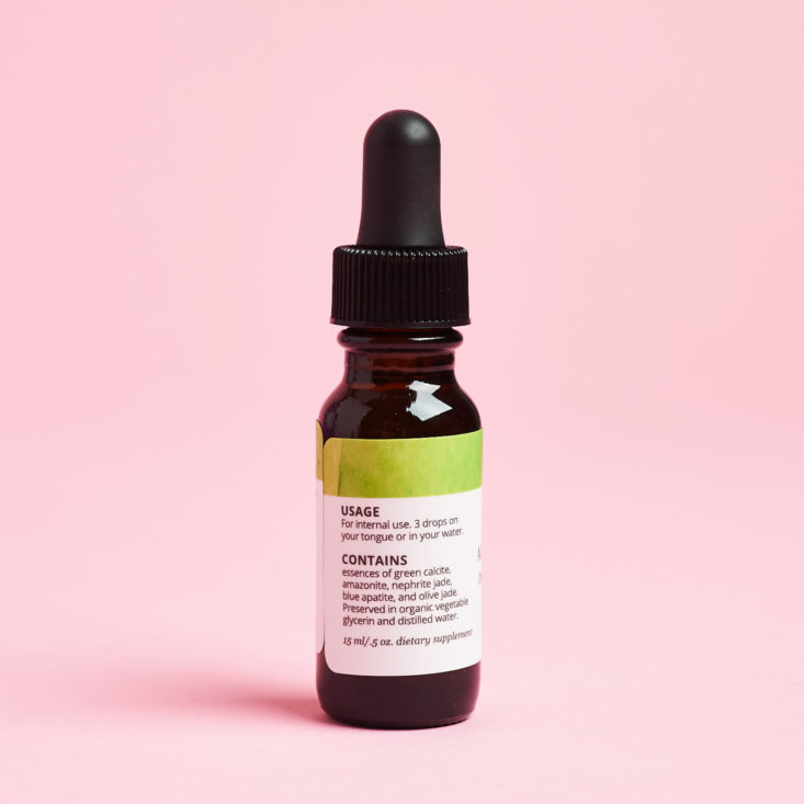 Goddess Provisions January 2019 tincture side info
