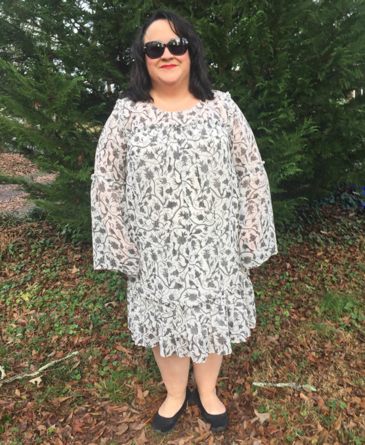 Gwynnie Bee January 2019 - Bell Sleeve Ivory Cloud Dress Front