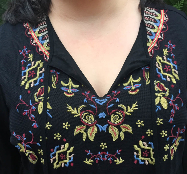 Gwynnie Bee January 2019 - Tassel Embroidered Black Peplum Front 2