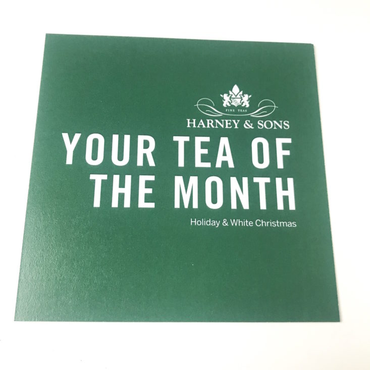 Harney & Sons Tea of the Month Premium Sachet December 2018 - Info 1