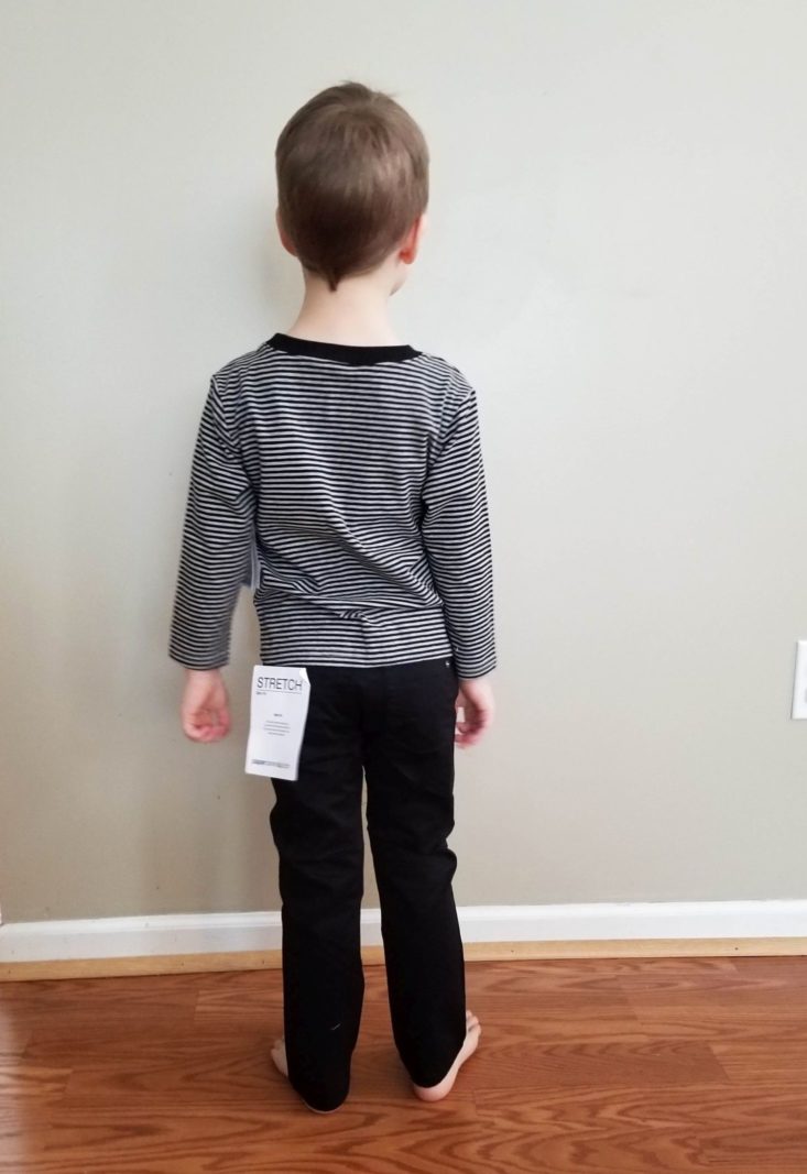 Kid Box 3T Boys January 2019 black jeans and space shirt modeled
