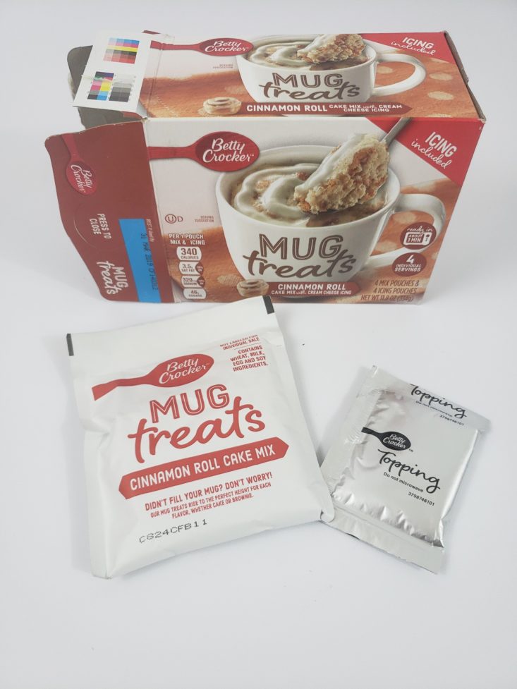 MONTHLY BOX OF FOOD AND SNACK REVIEW – January 2019 - Betty Crocker Mug Treats – Cinnamon Roll Open