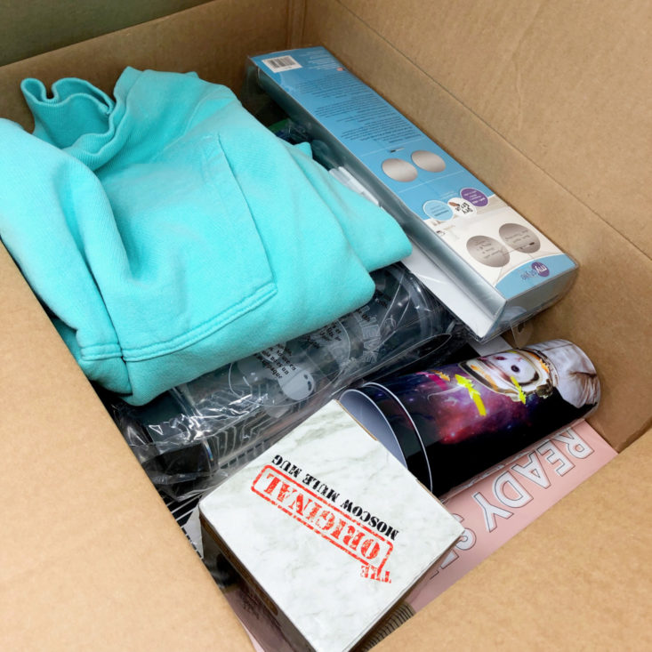 Monthly Mystery Box Of Awesome Review December 2018 - Box Opened Top