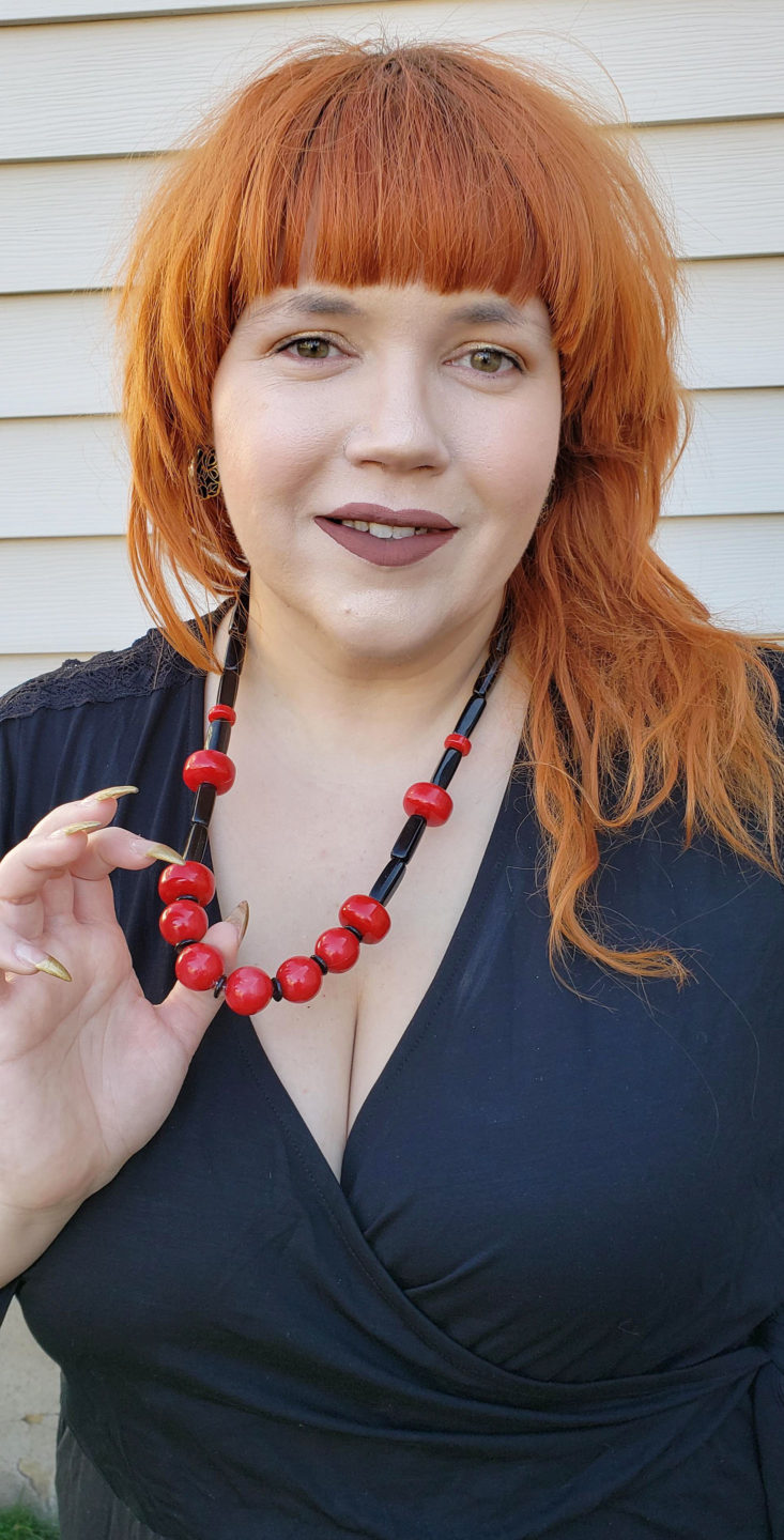 Oct CHC October 2018 - Black and Red Beaded Necklace Front View