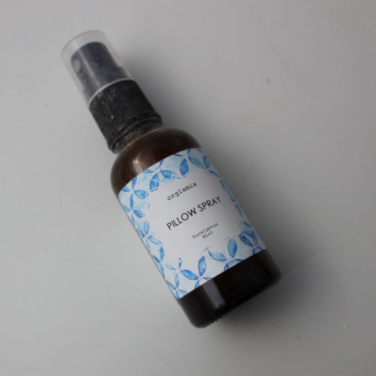 Orglamix January 2019 - Eucalyptus Mint Soothing Pillow Spray Front View