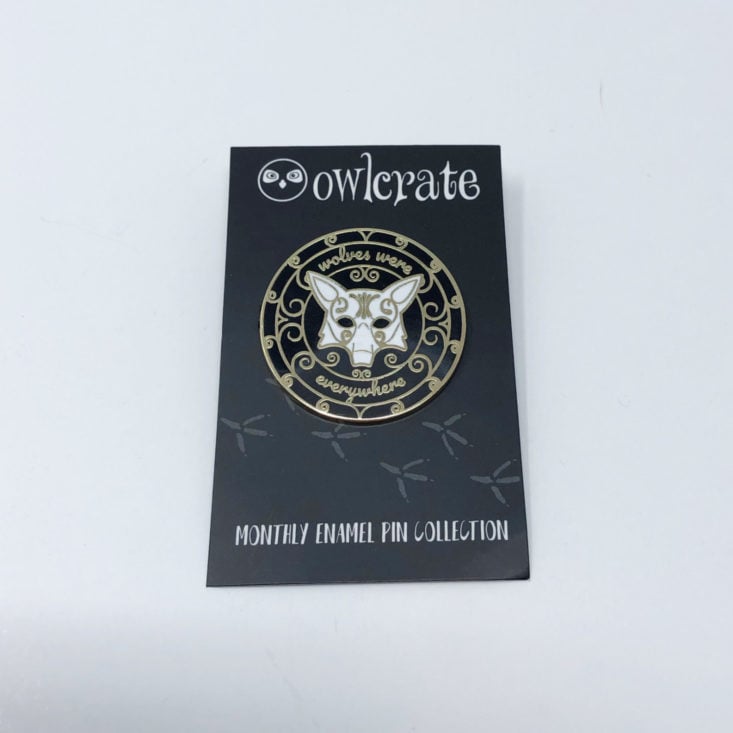 OwlCrate YA Book Box January 2019 - Monthly Enamel Pin On Card Front Top