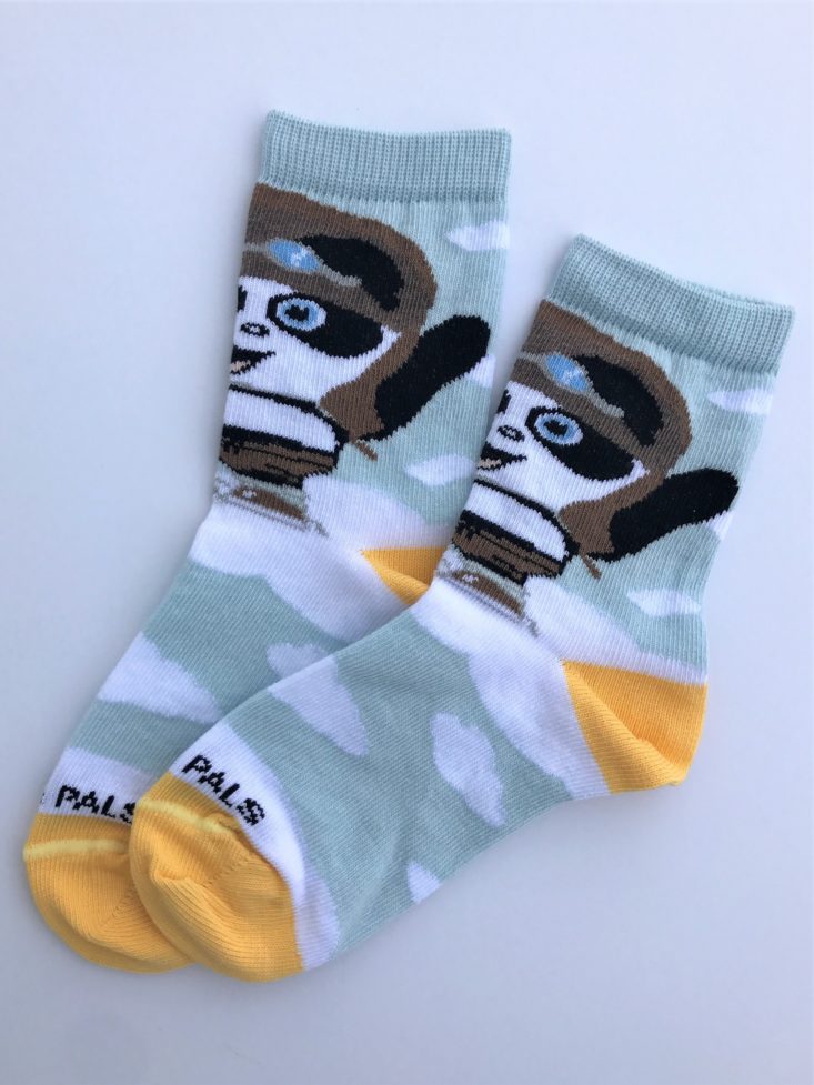 Panda Pals Kid’s Socks Januaury 2019 - Panda Pilot Socks laid out