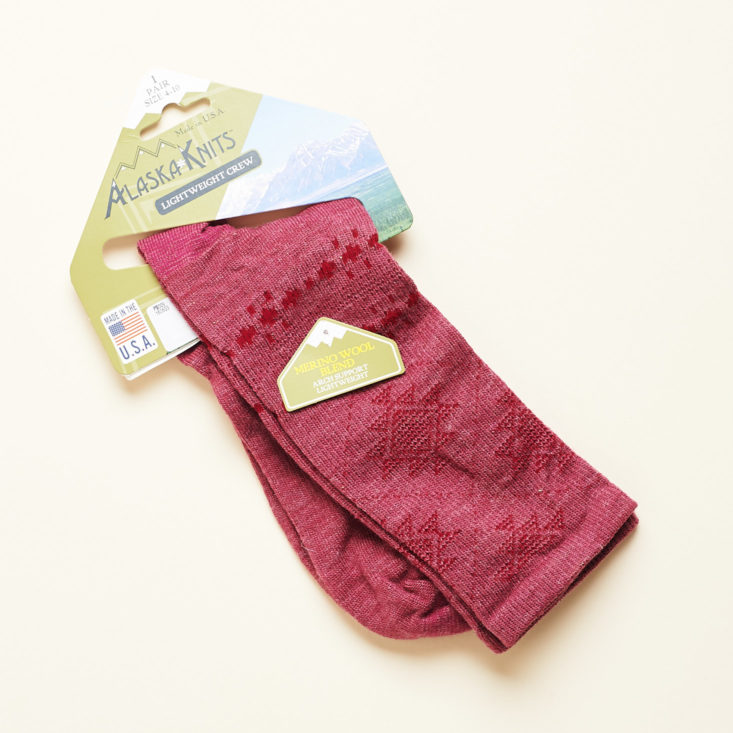 Peaches and Petals January 2019 socks on card