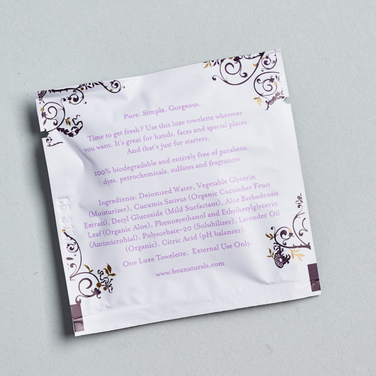 Petit Vour January 2019 lavender box wipe back