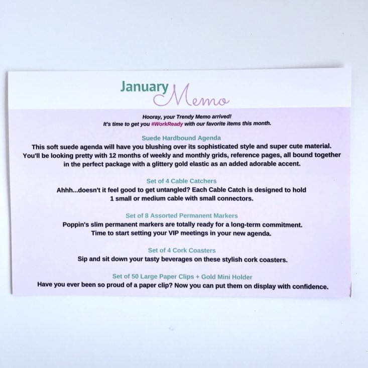 Trendy Memo January 2019 - Info Card Top
