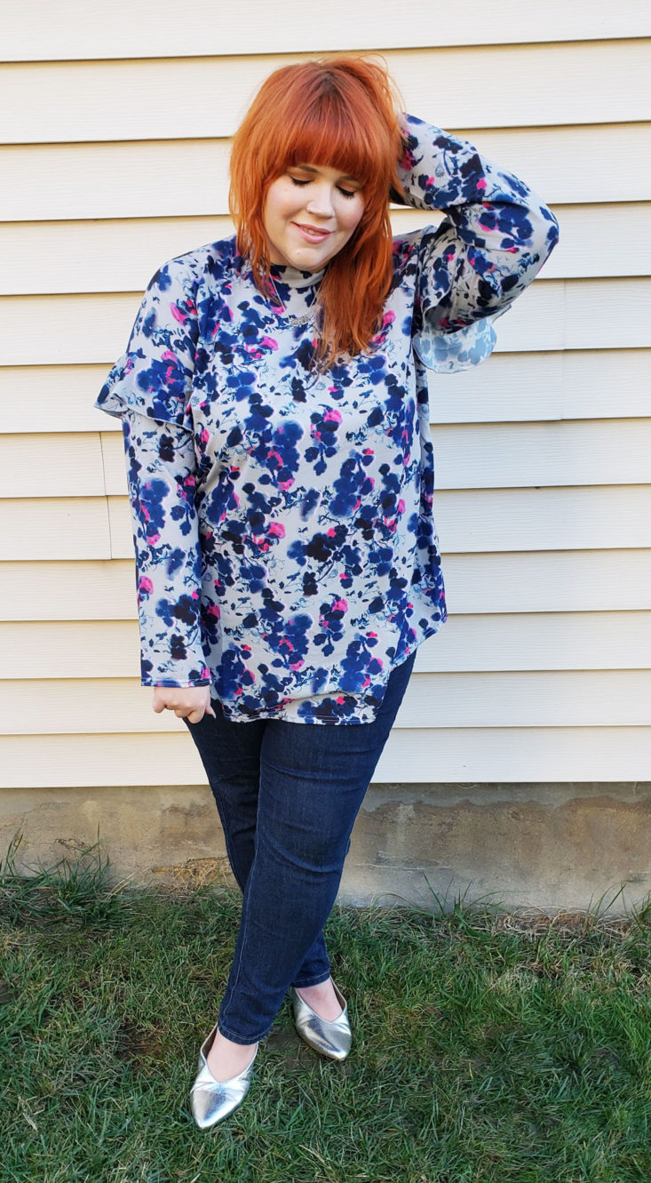 Trunk Club Plus Size Subscription Box Review November 2018 - Top in Abstract Floral Print by Lost Ink 1 Front