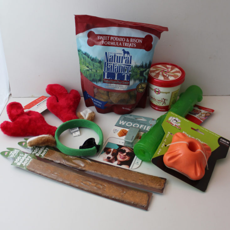 Vet Pet Box Dog January 2019 - Vet Pet Box All Items Shown Front