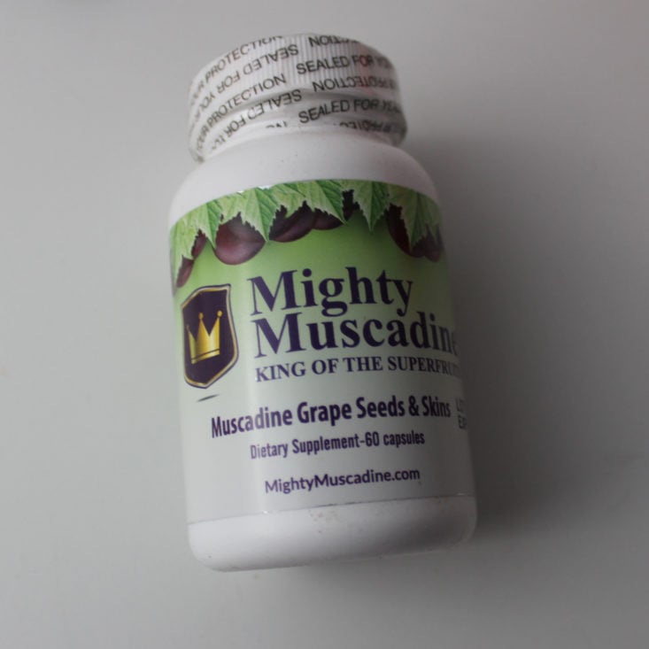 Bulu Box Review February 2019 - Mighty Muscadine Seeds and Skins Supplement Container Top
