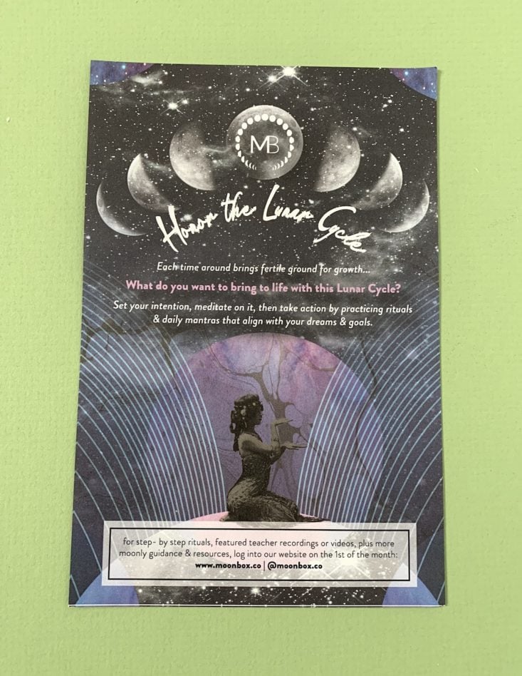 Gaia Moon Box February 2019 - Info Card 1st Front Top