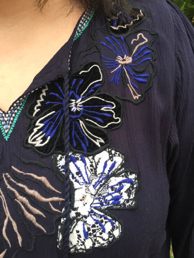 Gwynnie Bee Subscription Review February 2019 - Embroidered Navy Celine Peasant Top Closer