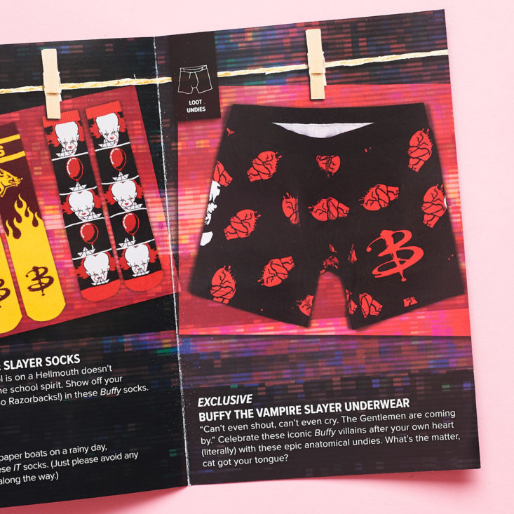 Loot Socks Cursed October 2018 booklet undies