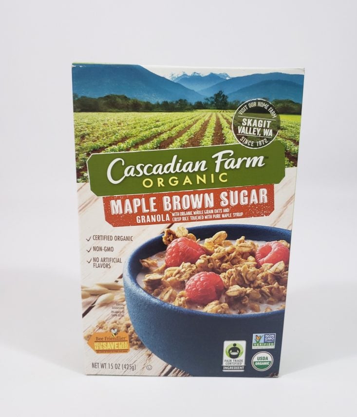 MONTHLY BOX OF FOOD AND SNACK February 2019 - Canadian Farm Organic Maple Brown Sugar Granola Front