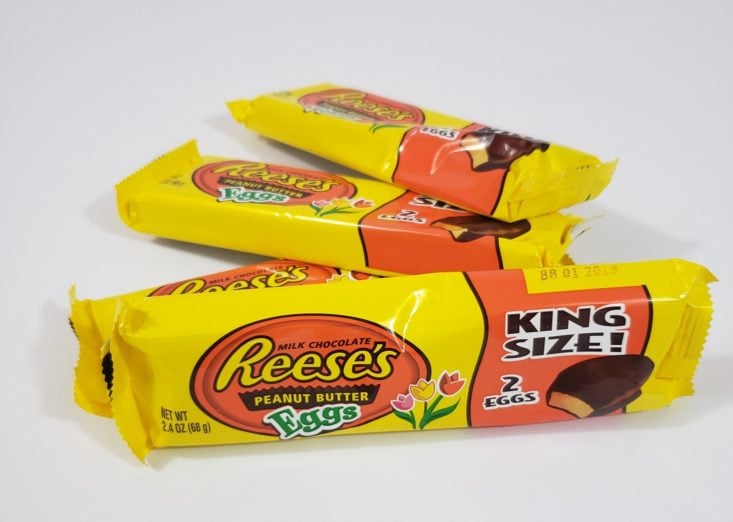 MONTHLY BOX OF FOOD AND SNACK February 2019 - Reese’s Peanut Butter Eggs King Size Candy All Content Front