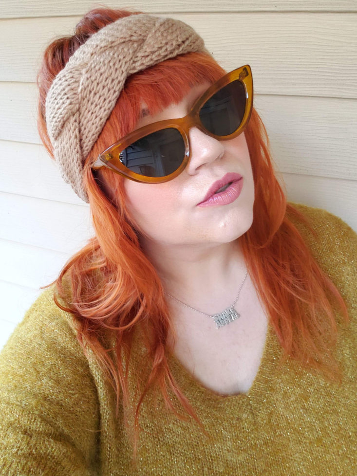 Pinup In A Pack Subscription Box Review November 2018 - Clear Tan Cat Eye Sunglasses On 2 Front