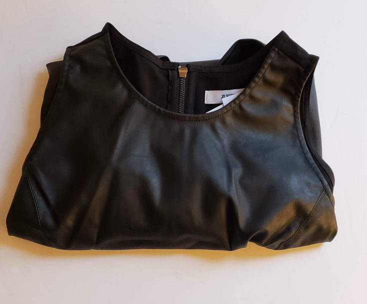 ShoeDazzle Plus Review January 2019 - Faux Leather Ponte Dress Folded Top