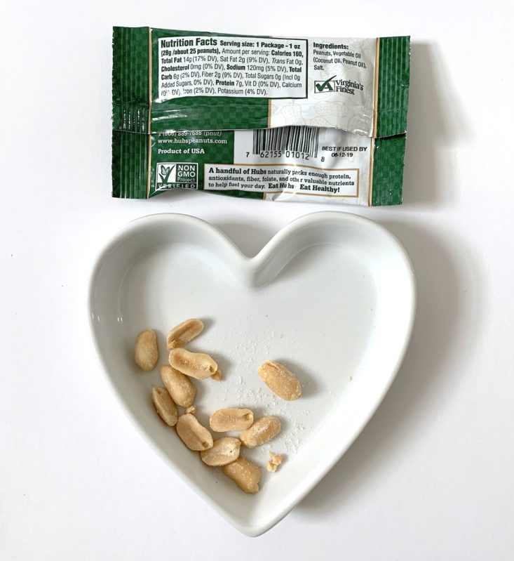 SnackSack Gluten Free Box Review February 2019 - Hubs Peanuts Power Peanut Pack In Plate Top