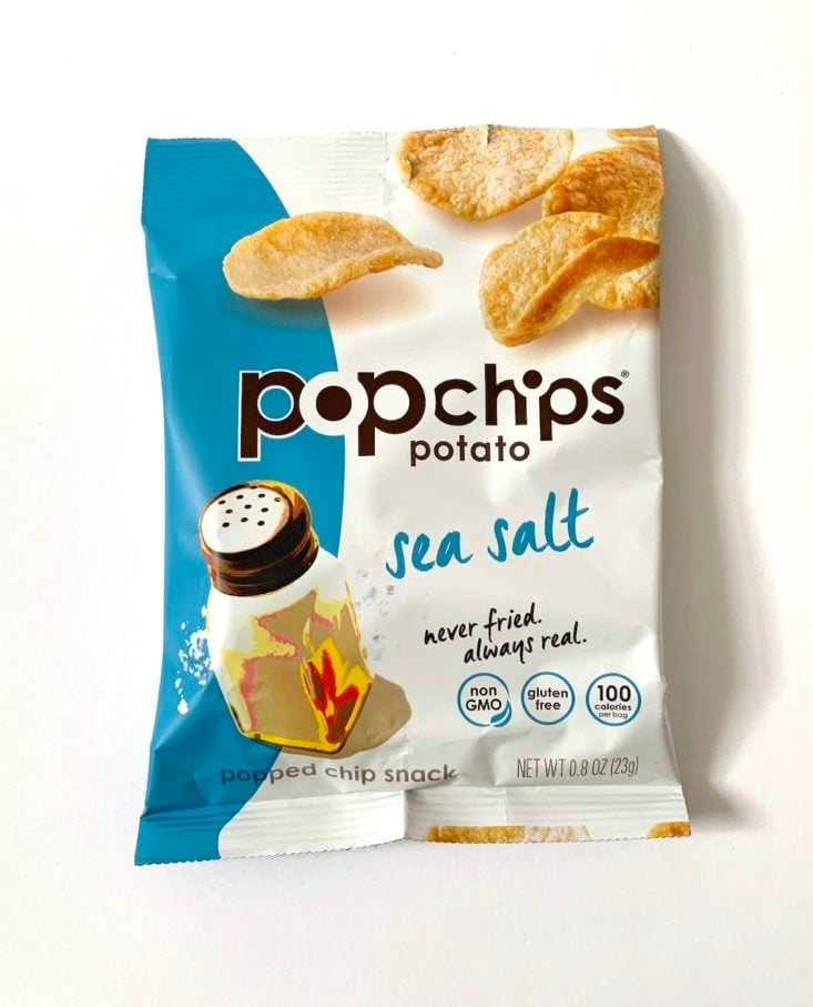 SnackSack Gluten Free Box Review February 2019 - Popchips Sea Salt Chips Package Top