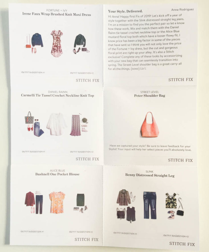 Stitch Fix Plus February 2019 - Booklet 1