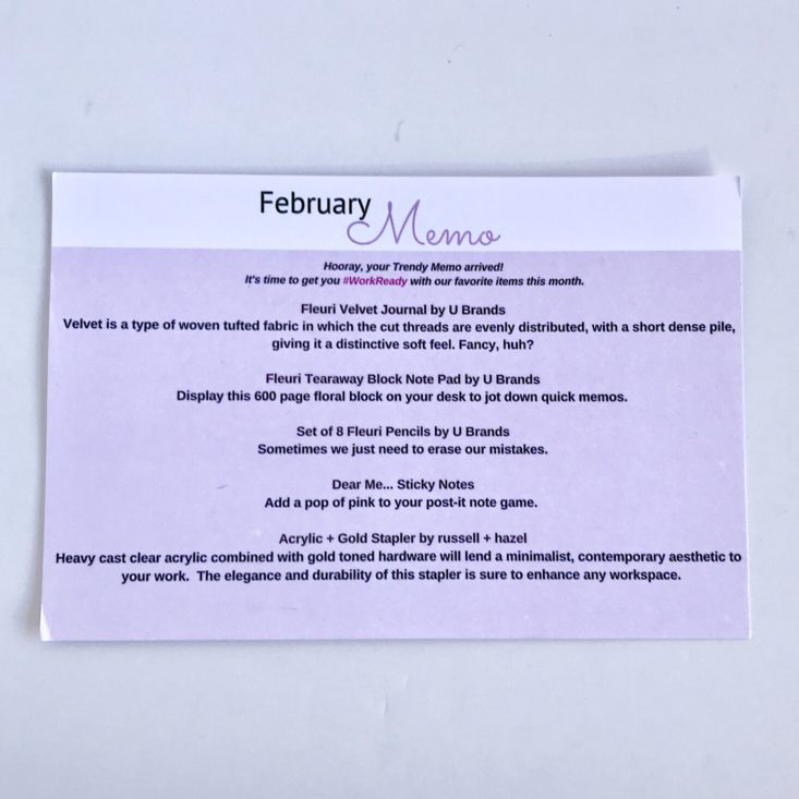 Trendy Memo February 2019 - Info Card Top