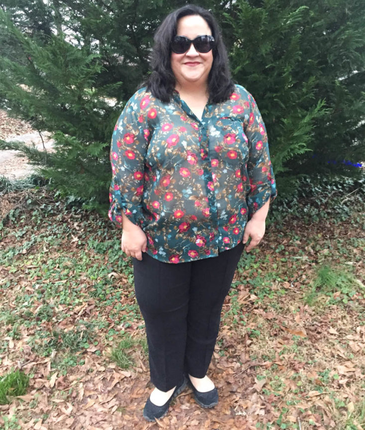 Wantable Style Edit Box January 2019 - Jasmine Floral Blouse Wearing Front