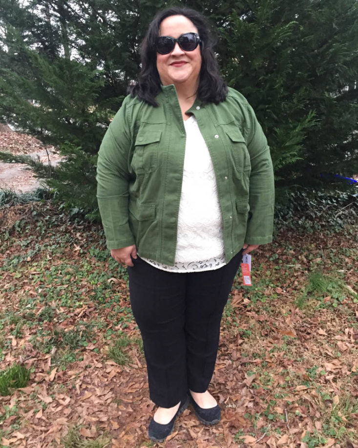 Wantable Style Edit Box January 2019 - Military Jacket By Meritage Wearing Front