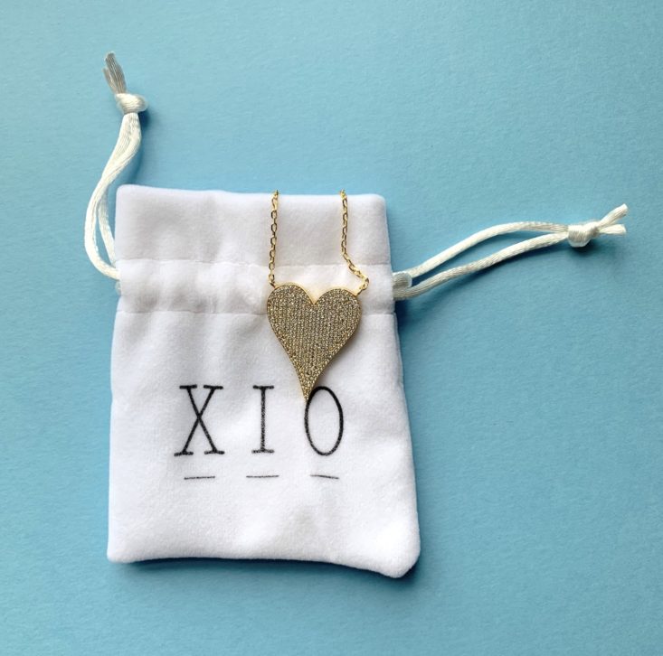XIO Jewelry Subscription Review - February 2019 - Heart Stopper Pave Necklace With Organza Top