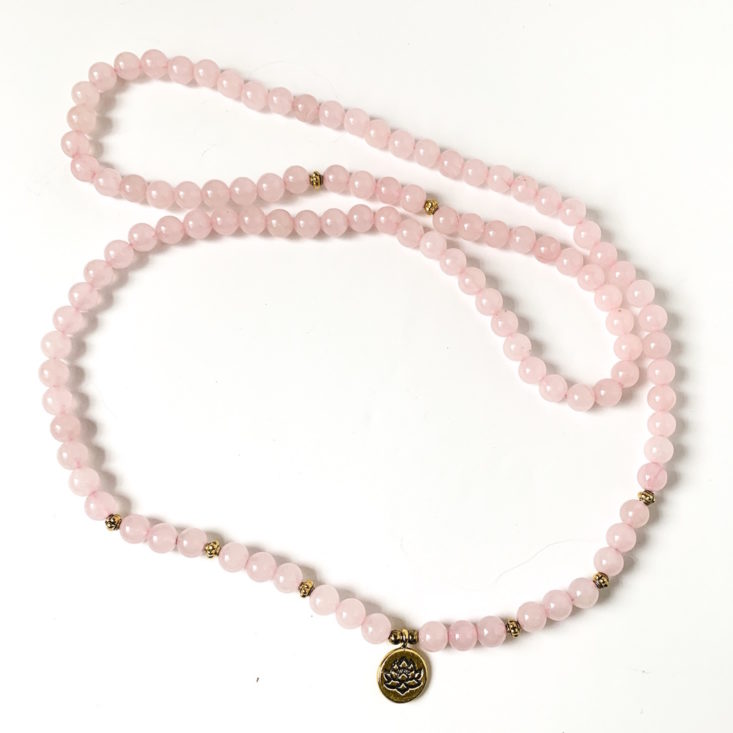 Yogi Surprise Jewelry February 2019 - Rose Quartz Lotus Mala Open Top