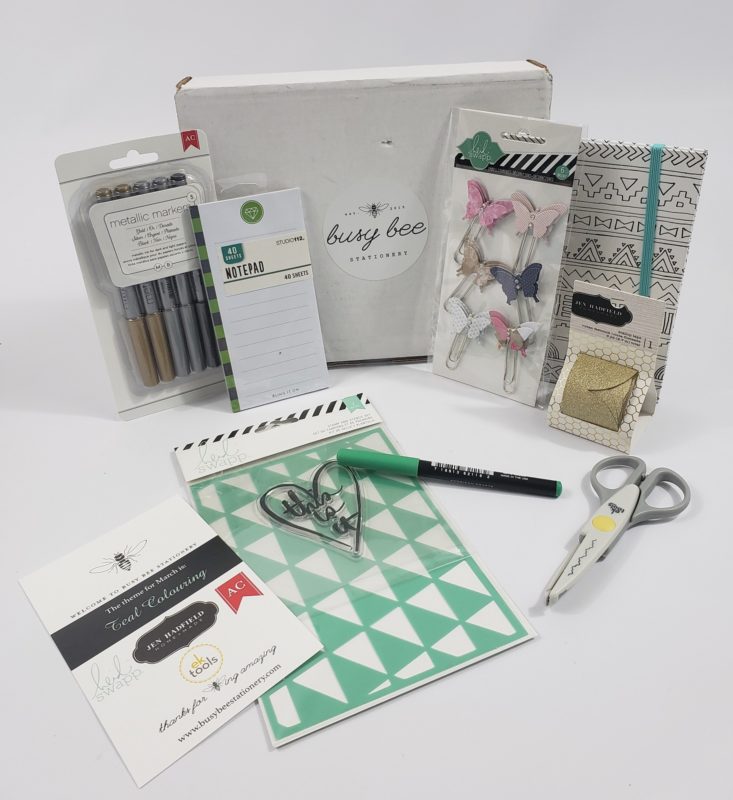 BUSY BEE STATIONERY Subscription Box Review March 2018 - All Products Group Shot Top