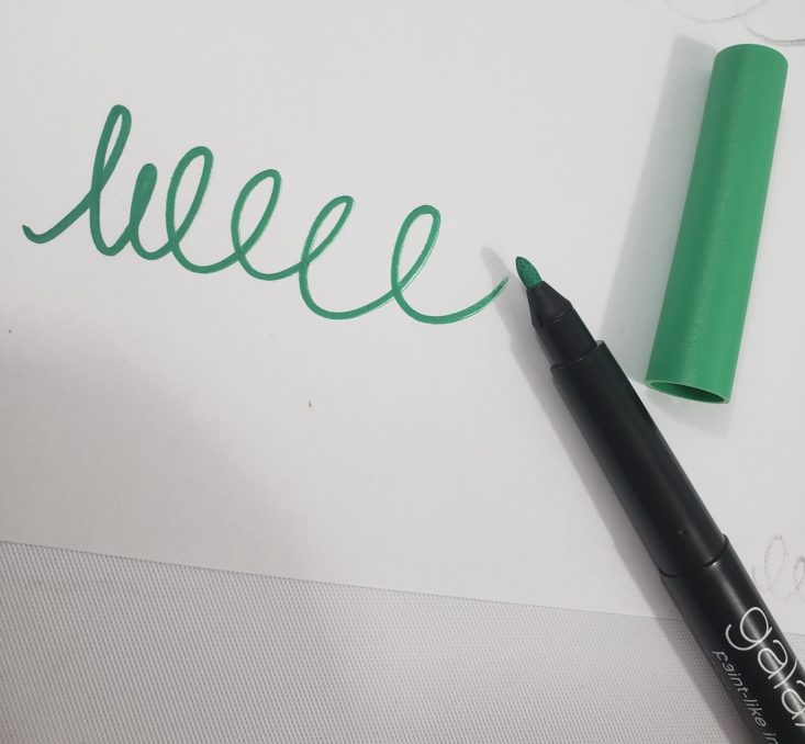 BUSY BEE STATIONERY Subscription Box Review March 2018 - Galaxy Marker in Green Paper Test Top