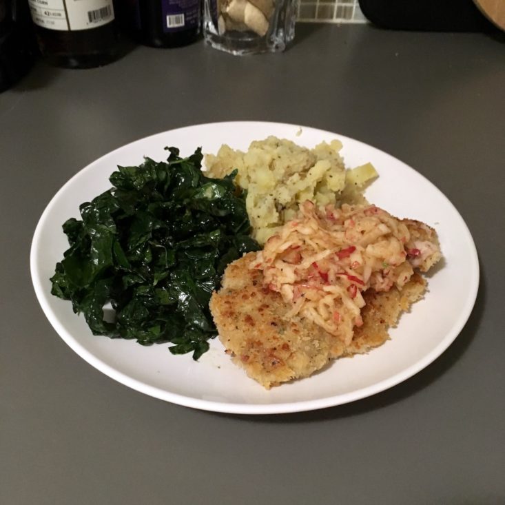 Blue Apron Subscription Box Review March 2019 - SCHNITZEL FINISHED