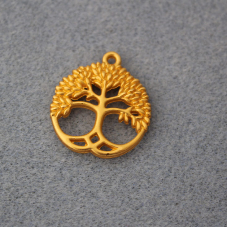 Blueberry Cove Beads March 2019 - Goldtone Tree Pendant Front