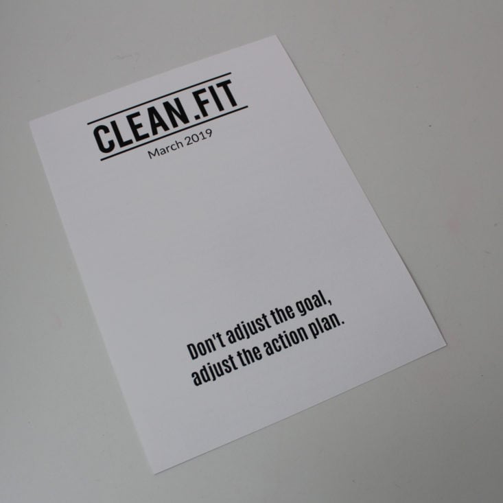 Clean Fit Box March 2019 - Booklet Front