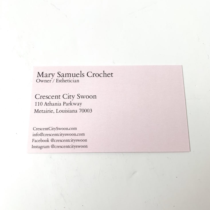 Crescent City Swoon Box February 2019 - Business Card Front