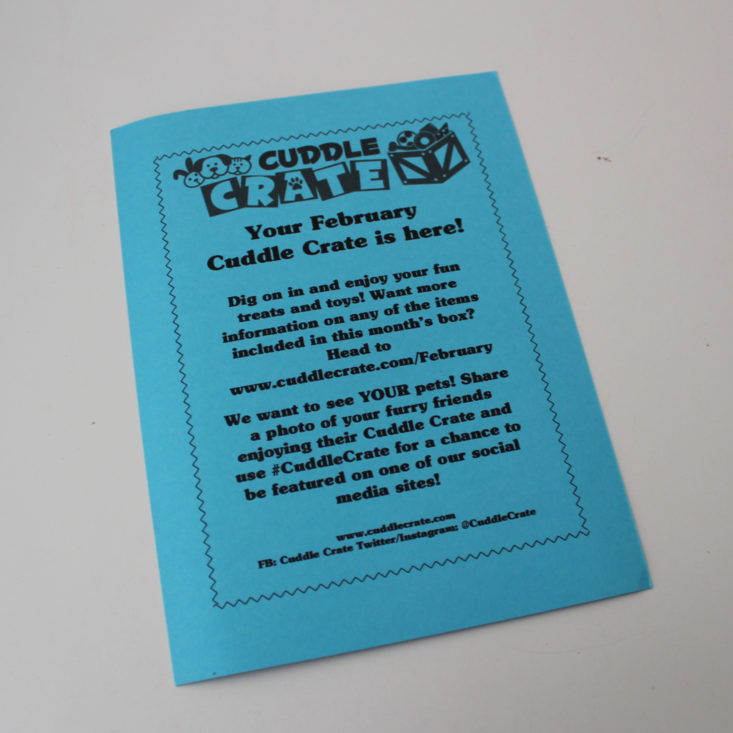 Cuddle Crate Review February 2019 - Information Booklet Top