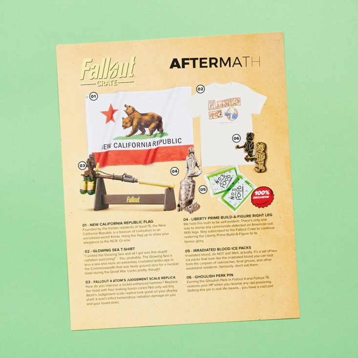 Fallout Crate #8 Aftermath product iinfo sheet