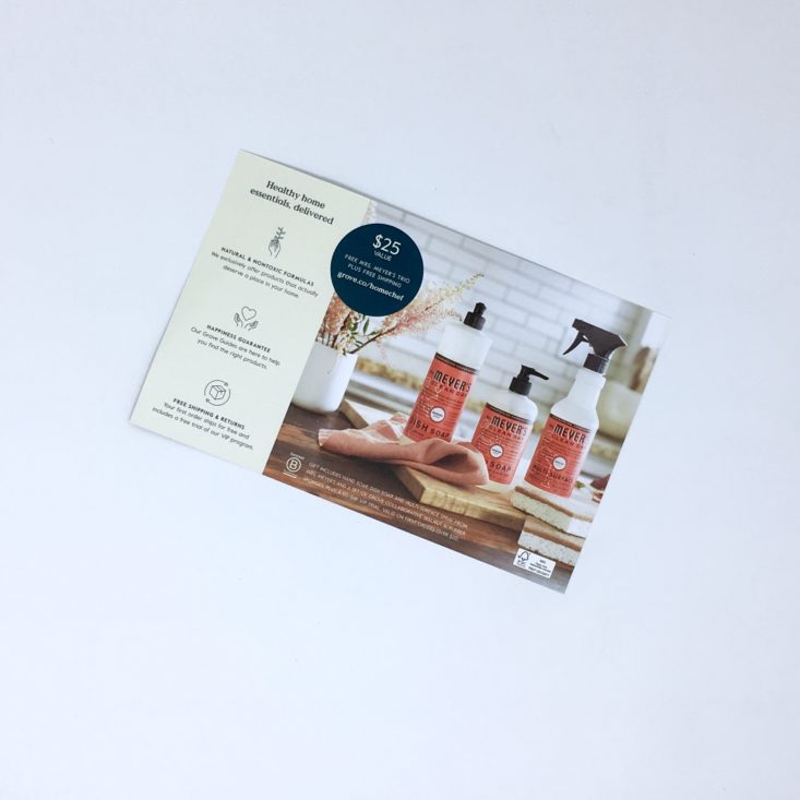Home Chef Subscription Box Review March 2019 - Grove Ad Card Back Top