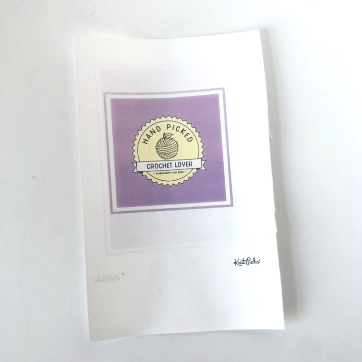 Knit Picks Yarn Subscription Box February 2019 Review - Contents Card Front Top