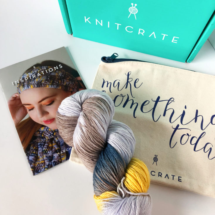 KnitCrate Membership Review March 2019 - All Items Group Shot Top