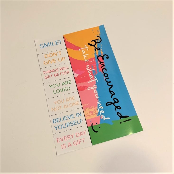 Loved + Blessed “Uplift” Review March 2019 - Encouragement Kit – Encouragement Flyer Front Top